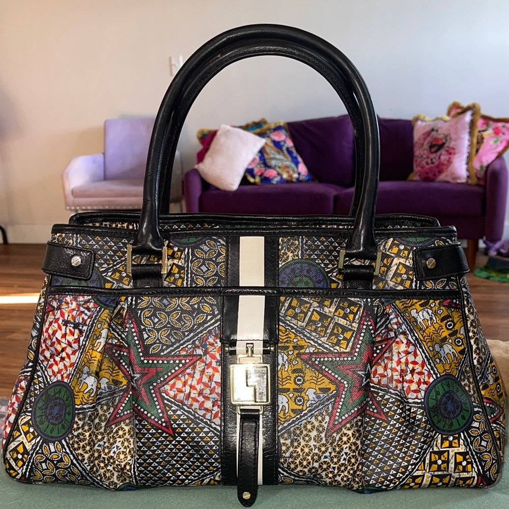 L.A.M.B. Multicolor Patterned Satchel with Black Trim